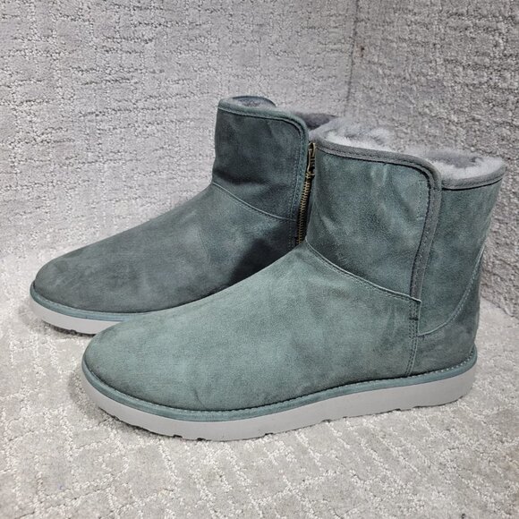 UGG Abree Women's Size 12 US Green Suede Leather Side Zip Mini Boots 1016548 - Picture 7 of 11